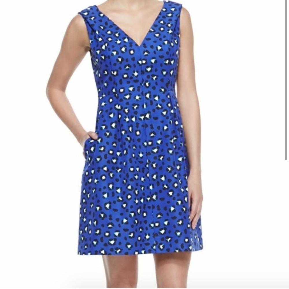 Kate Spade New York Dawson Cyber Cheetah Dress Cobalt Blue Patterned Sheath NWT